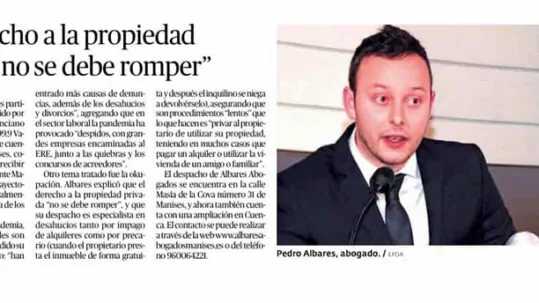 ﻿Entrevista en el Periódico de Aquí al abogado de València Pedro Albares